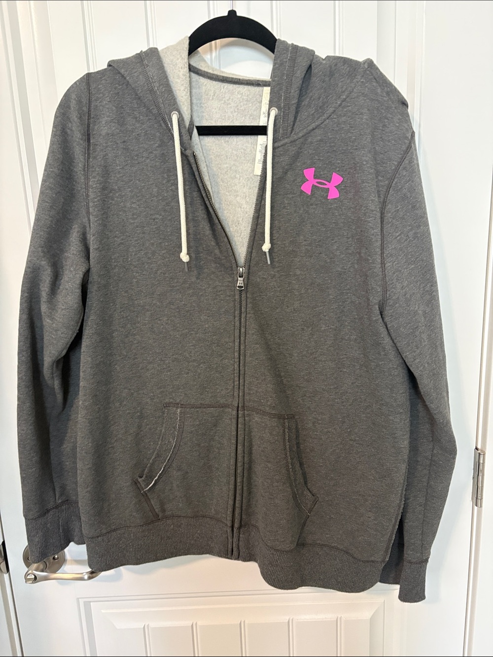 Under Armour Gray Zip-Up Hoodie with Pink Logo
